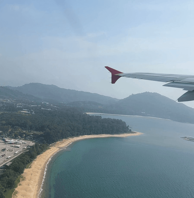 Scenic Aerial Flight Approach Over Tropical Phuket