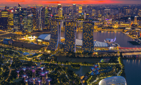 Marina Bay Sands & Downtown Singapore Night Skyline