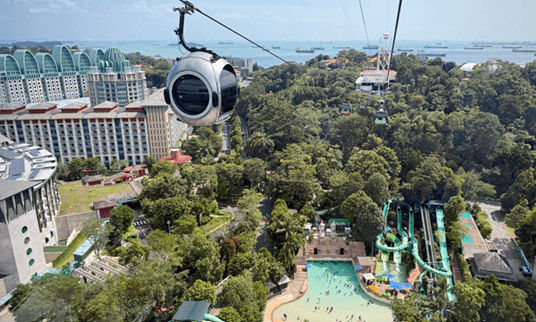 Sentosa Island Scenic Skyway Cable Car Over Singapore Harbor